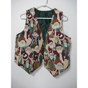 Open Front Christmas Santa Clause Tapestry Vest Estimated Size Med-Large